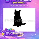 Free Sitting Cat Silhouette Free Black Domestic Cat Feline Pet Design Free SVG - Instant Download