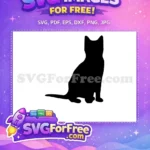 Free Sitting Cat Silhouette Free Black Feline Outline Pet Free SVG - Instant Download