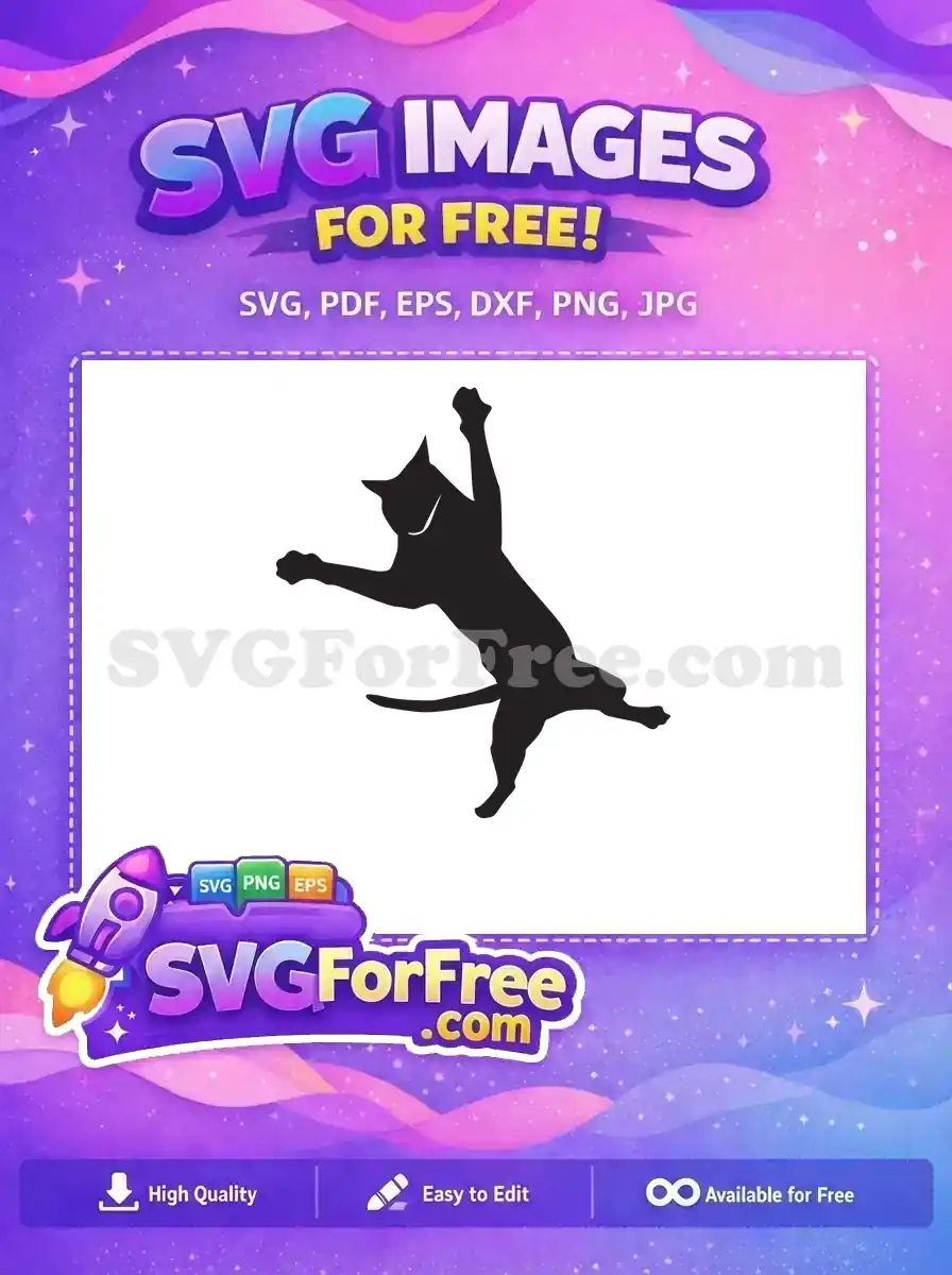 A captivating free cat silhouette, mid-jump, showcasing playful energy. This versatile free design is perfect for any project.