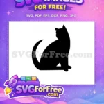 Free Sitting Cat Silhouette Free Black Cat Design Feline Pet Lover Free SVG - Instant Download