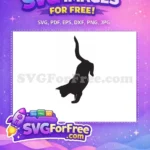 Free Looking Down Cat Silhouette Free Simple Black Feline Free SVG - Instant Download