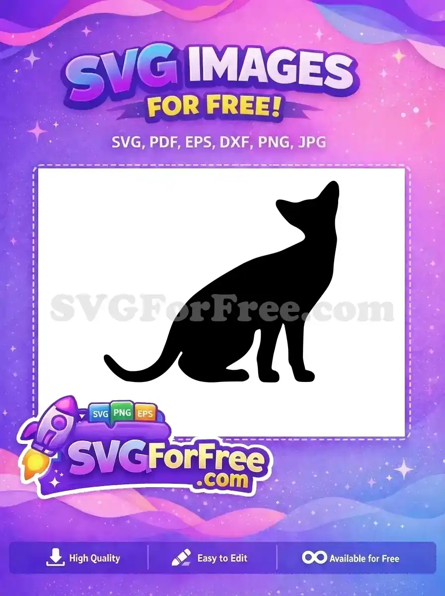 A striking free black cat silhouette looking upwards, ideal for diverse projects. Download this free SVG design for instant use.