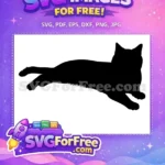 Free Lying Cat Silhouette Free Black Cat Design Feline Free SVG - Instant Download