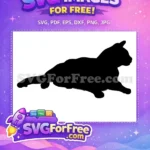 Free Lying Down Cat Silhouette Free Black Feline Design Free SVG 2 - Instant Download