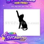 Free Cat Silhouette Waving Free Playful Black Kitty Pet Free SVG - Instant Download