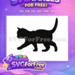 Free Walking Cat Silhouette Free Black Kitten Prowling Free SVG - Instant Download