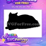 Free Black Cat Silhouette Free Elegant Feline Shape Minimalist Free SVG - Instant Download