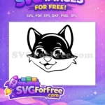 Free Happy Cat Silhouette Free Cute Eyelashes Cartoon Animal Free SVG - Instant Download