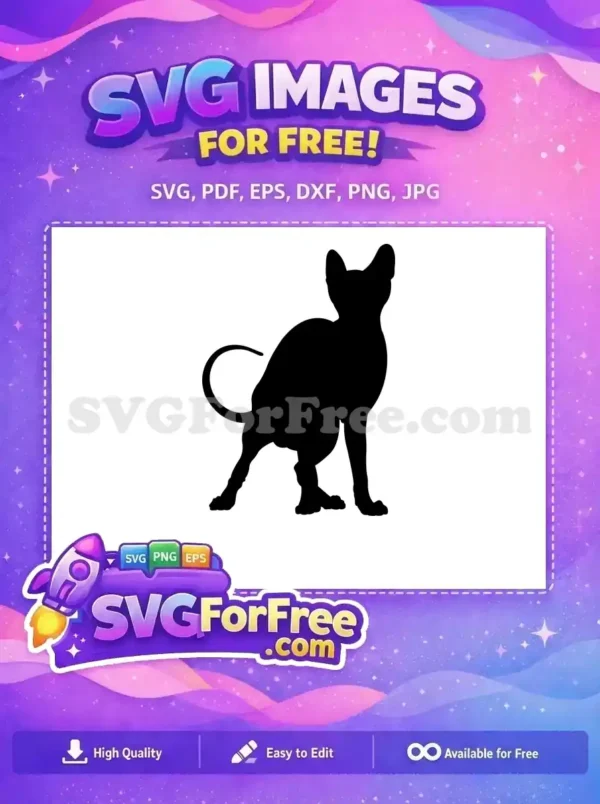 A striking free Sphynx cat silhouette SVG, perfect for modern design projects. Download this unique free vector now!