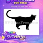 Free Black Cat Silhouette Free Feline Outline Pet Lover Free SVG - Instant Download