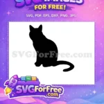 Free Sitting Cat Silhouette Free Black Feline Graphic Design Free SVG - Instant Download