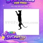 Free Standing Cat Silhouette Free Playful Paws Up Black Cat Free SVG - Instant Download