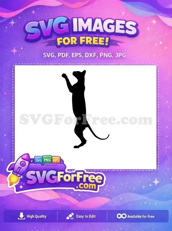 Free Standing Cat Silhouette SVG – Elegant Digital Design Free standing animal silhouette design, a graceful vector. Perfect for crafters seeking free, unique digital art.