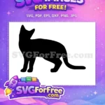 Free Standing Black Cat Silhouette Free Simple Feline Vector Art Free SVG - Instant Download