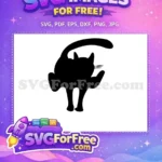Free Stretching Cat Silhouette Free Playful Kitty Black Cat Free SVG - Instant Download