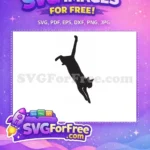 Free Jumping Cat Silhouette Free Sleek Black Feline Cat Silhouette Free SVG - Instant Download