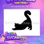 Free Sitting Black Cat Free Elegant Curled Tail Feline Free SVG - Instant Download