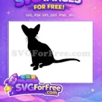 Free Black Cat Big Ears Free Elegant Slender Pose Oriental Shorthair Cat Free SVG - Instant Download