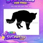 Free Black Cat Silhouette Free Sitting Profile Halloween Cat Free SVG - Instant Download