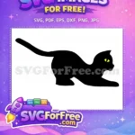 Free Cat Silhouette Free Glowing Yellow Eyes Black Cat Free SVG - Instant Download