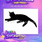 Free Black Cat Silhouette Free Elegant Sitting Pose Free SVG - Instant Download