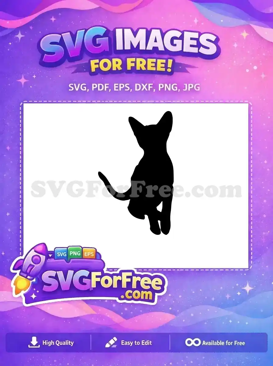 Free cat silhouette SVG, a sleek and modern design of a sitting feline, ideal for all your free crafting projects.