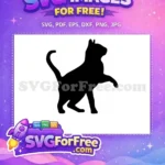 Free Black Cat Silhouette Free Simple Feline Design Cat Free SVG - Instant Download