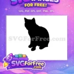 Free Black Cat Silhouette Free Spooky Feline Halloween Decor Free SVG - Instant Download