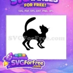 Free Scared Black Cat Free Arched Back Pose Halloween Silhouette Free SVG - Instant Download