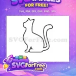 Free Sitting Cat Silhouette Free Black and White Feline Pet Free SVG - Instant Download