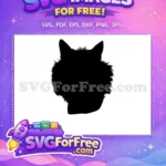 Free Fluffy Fur Cat Head Free Black Silhouette Domestic Cat Free SVG - Instant Download