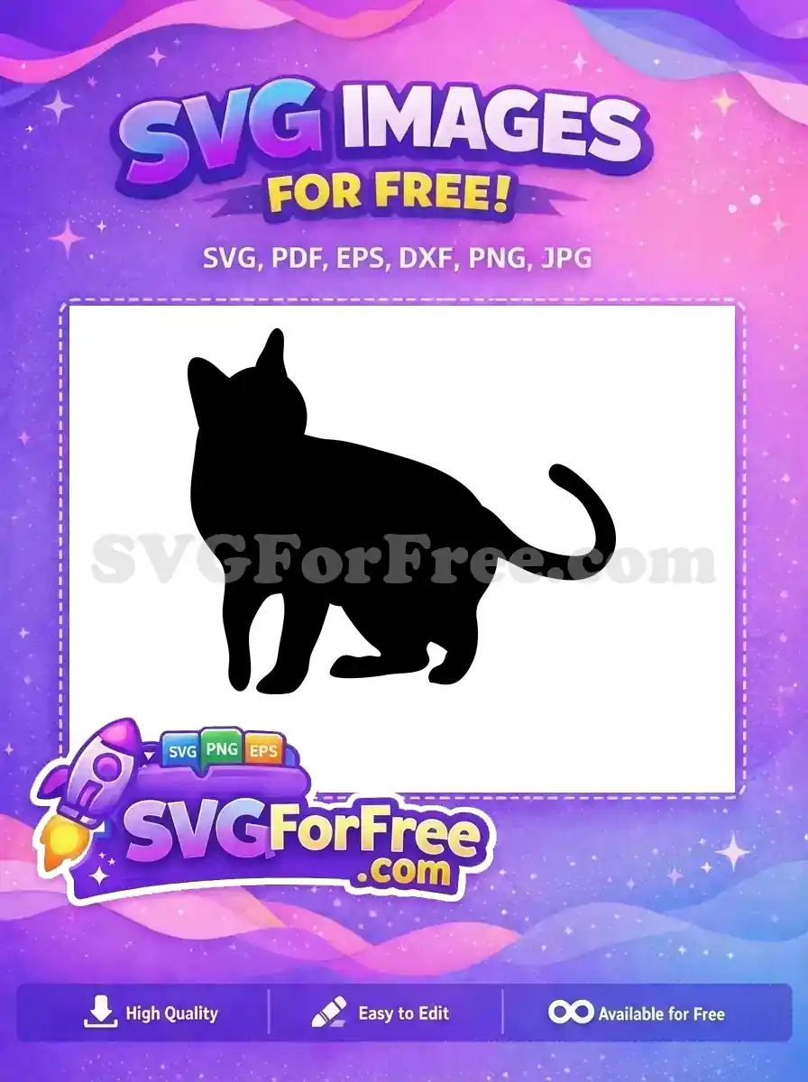 Striking free black cat silhouette design, perfect for various creative projects. A versatile, free vector download.