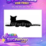 Free Black Cat Silhouette Free Elegant Sitting Pose Feline Free SVG - Instant Download