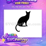 Free Black Cat Silhouette Free Elegant Sitting Pose Feline Pet Free SVG - Instant Download
