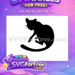 Free Black Cat Silhouette Free Spooky Halloween Moon Design Free SVG - Instant Download
