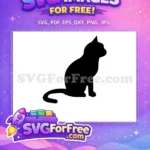 Free Black Cat Silhouette Free Sitting Feline Design Art Free SVG - Instant Download