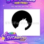 Free Black Cat Silhouette Free Whiskers and Tail Design Free SVG 1 - Instant Download