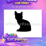 Free Black Cat Silhouette Free Sitting Cat Outline Feline Art Free SVG - Instant Download