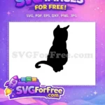 Free Black Cat Silhouette Free Sitting Pet Design Feline Clipart Free SVG - Instant Download