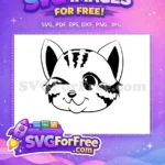 Free Winking Striped Cat Free Playful Smile Cat Silhouette Free SVG - Instant Download