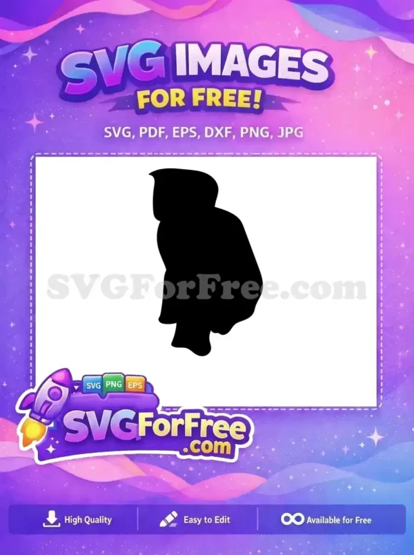 A free design featuring a captivating black silhouette of a hooded figure, perfect for instant download and creative projects. This free SVG is ideal for diverse applications.