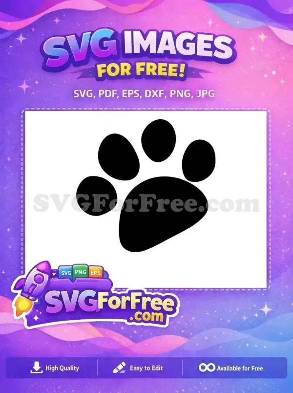 A crisp black paw print, a free design, ideal for animal-themed crafts and digital projects. Get this free design!