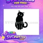 Free Sitting Black Cat Free Curled Tail Cat Silhouette Free SVG 3 - Instant Download