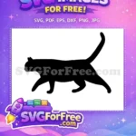 Free Black Cat Silhouette Free Walking Pose Feline Pet Design Free SVG - Instant Download