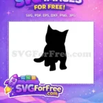 Free Cute Kitten Silhouette Free Black Cat from Behind Art Free SVG - Instant Download