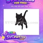 Free Playful Pouncing Cat Free Curled Tail Feline Pet Free SVG - Instant Download