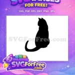 Free Fat Cat Silhouette Free Sitting Black Pet Feline Free SVG - Instant Download