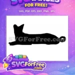 Free Black Cat Silhouette Free Simple Minimalist Design Cat Free SVG - Instant Download