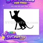 Free Black Cat Silhouette Free Cute Kitty Outline Feline Pet Lover Free SVG - Instant Download