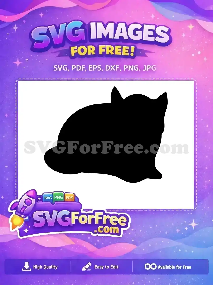 A sleek, free black cat silhouette SVG, ideal for crafting, printing, or digital designs. A purr-fect free vector.